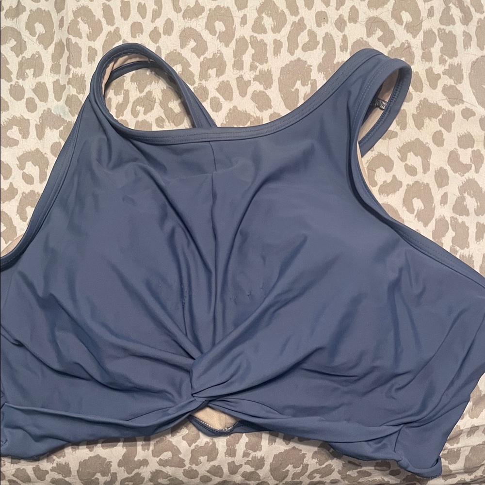Kona Sol Blue Twist Front Bikini Top